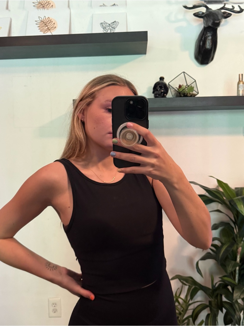 lululemon athletica Black Ribbed Tank - Slim Scoop Crop